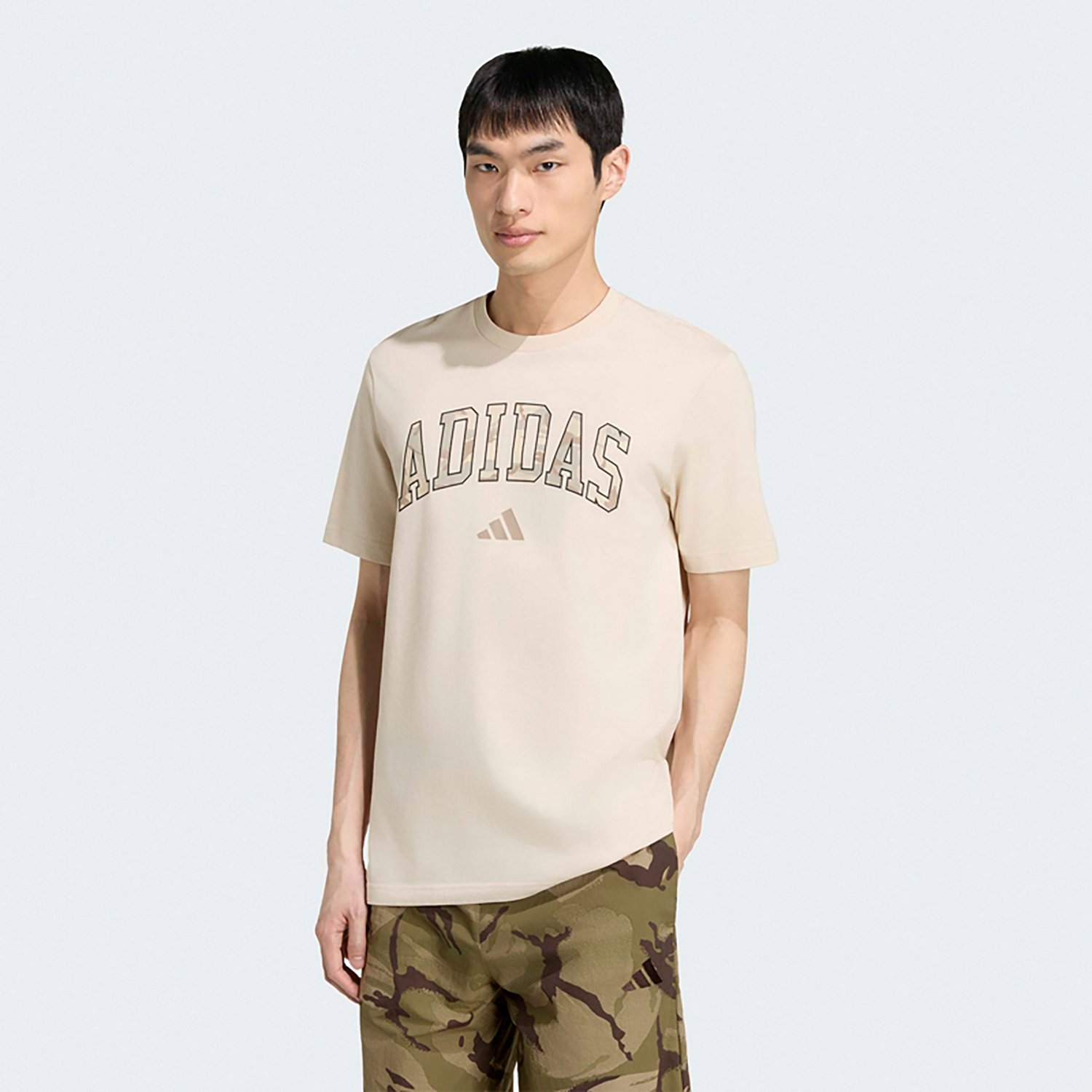 adidas Men’s Camo Script Graphic T‑Shirt