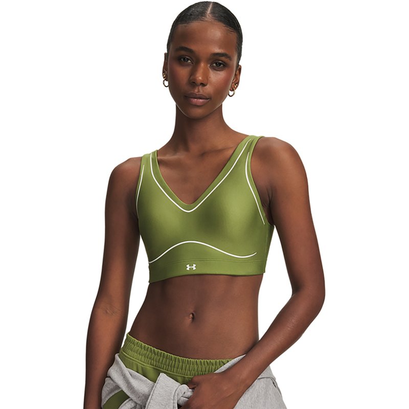 Under Armour Women's Infinity Mid Contour Sports Bra, XS (A-C), Warm Olive/White