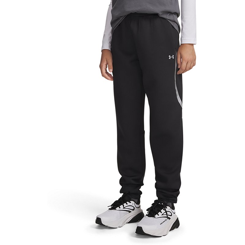 Under Armour Boys' Unstoppable Fleece Novelty Jogger, Medium, Ultimate Black/Silver Reflective
