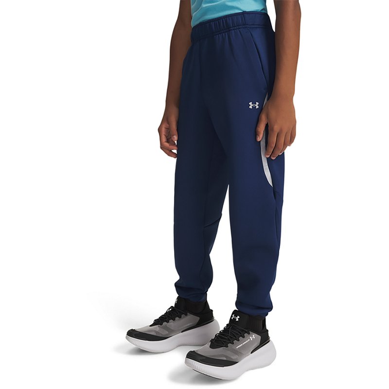 Under Armour Boys' Unstoppable Fleece Novelty Jogger, Medium, Blackout Navy/Silver Reflective