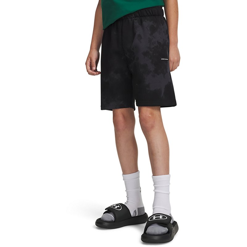 Under Armour Boys' 7" Icon Fleece Washed Short, Medium, Black/Black