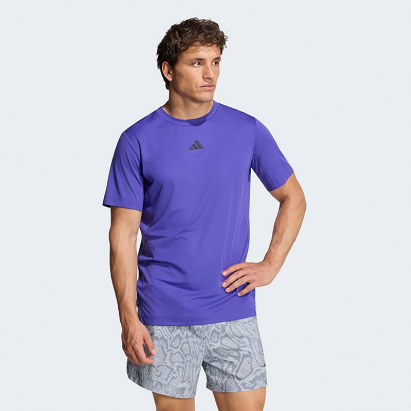 adidas Men's D4T Prime Lift 3-Stripes Crewneck T-Shirt - Pure Purple