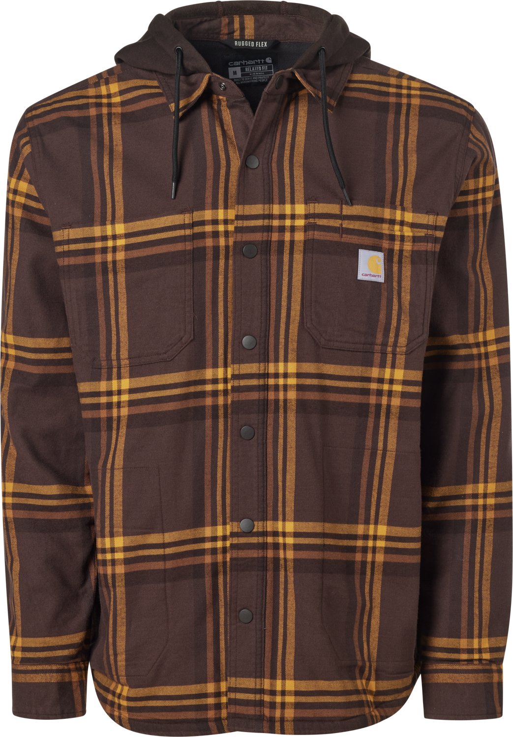 Carhartt Men's Rugged Flex Relaxed Fit Flannel Fleece Lined Hooded Shirt Jac