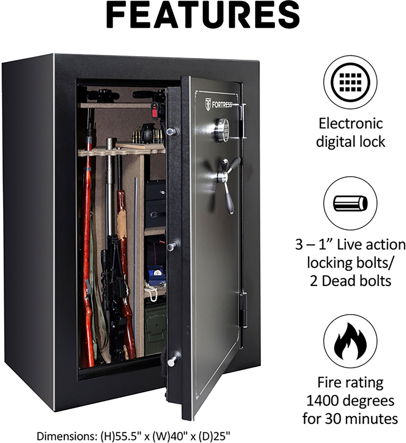 Fortress Fireproof 64-Long Gun and 20-Handgun Safe - view number 4