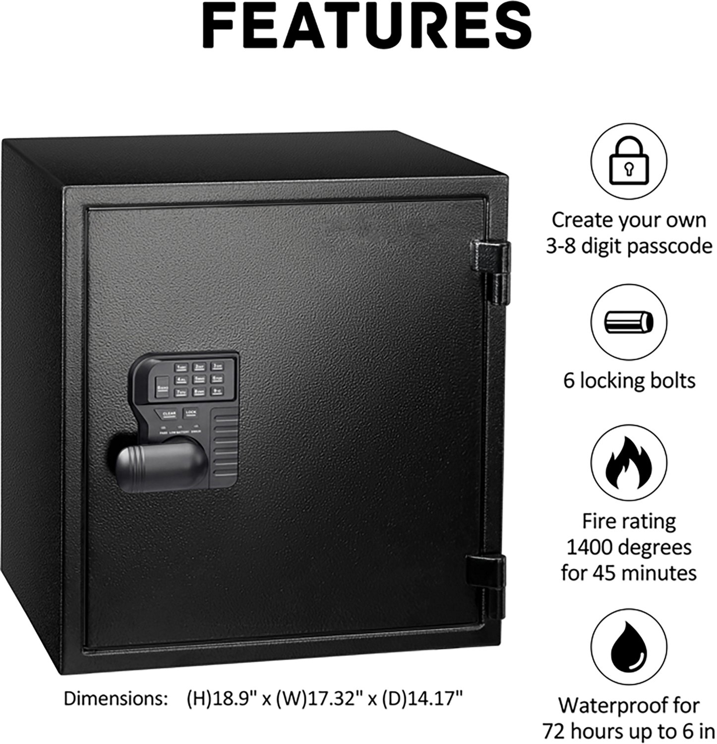Fortress Large Personal Fireproof and Waterproof Safe w/ Electronic Lock - view number 5