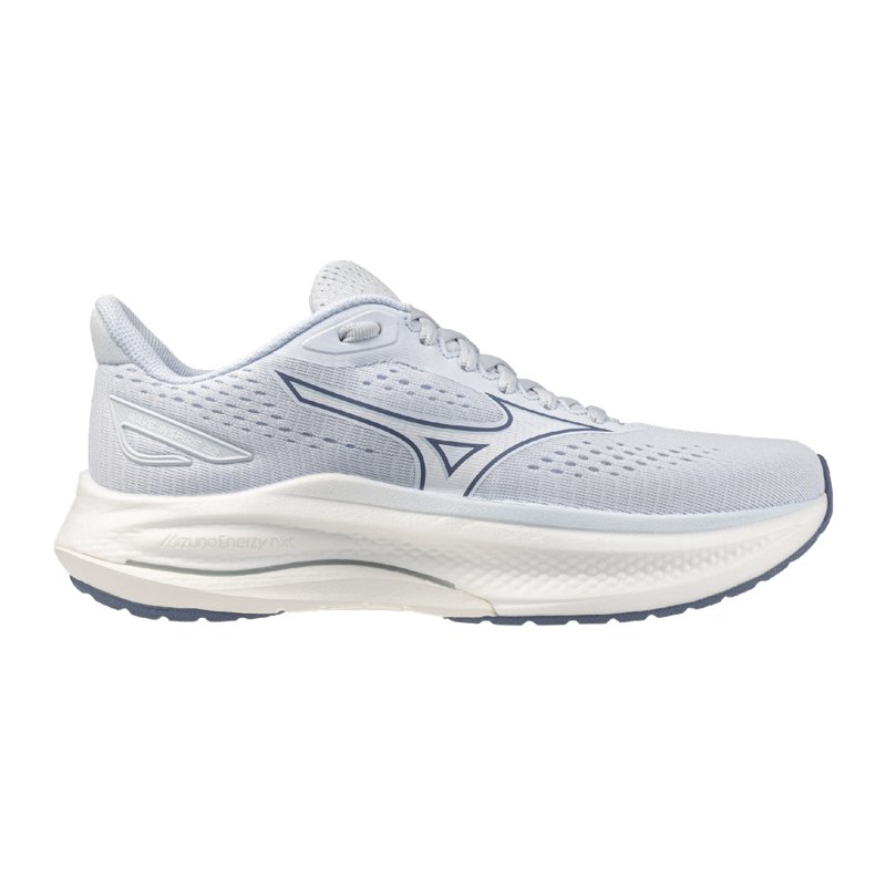 Mizuno Mens Wave Rider 29 Wide - Running Shoes - White / Estate Blue Size 12.0