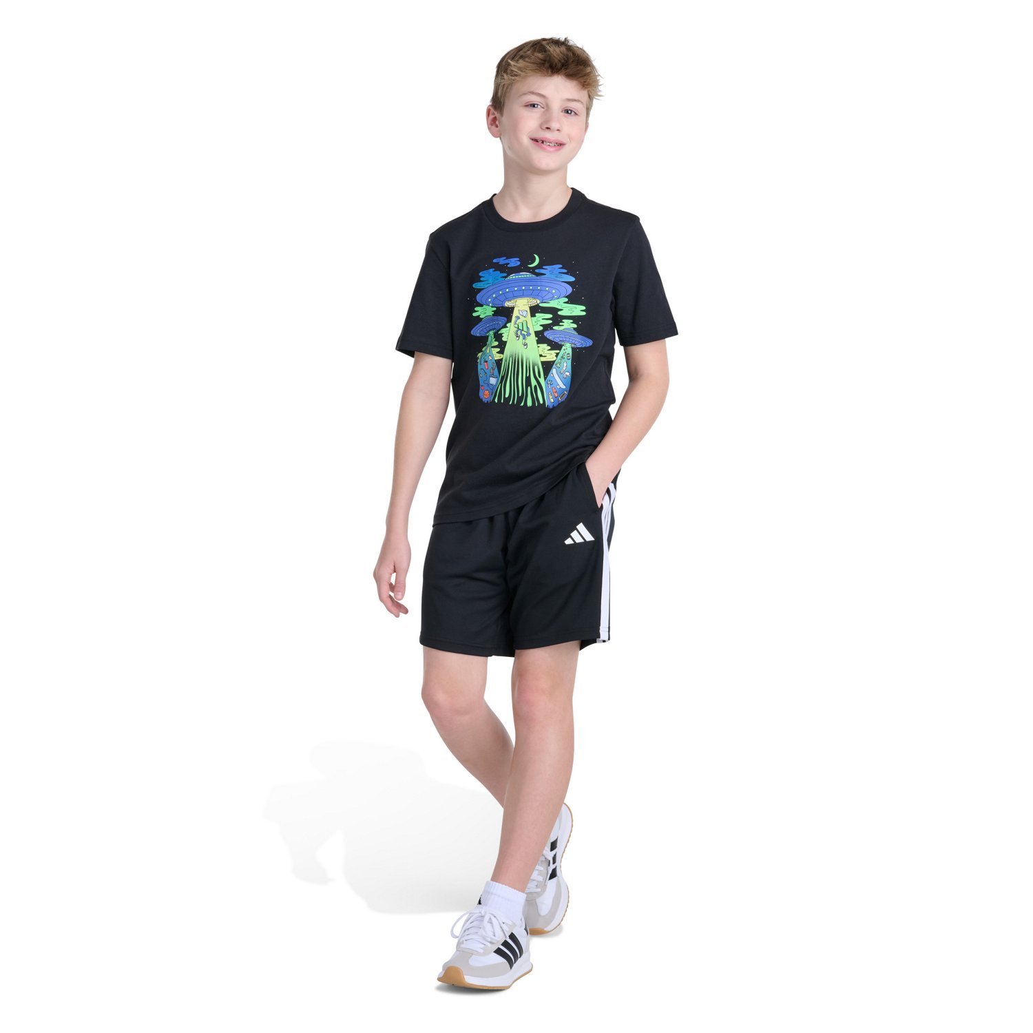 adidas Boys’ Beam Me Up Graphic T‑Shirt - view number 4
