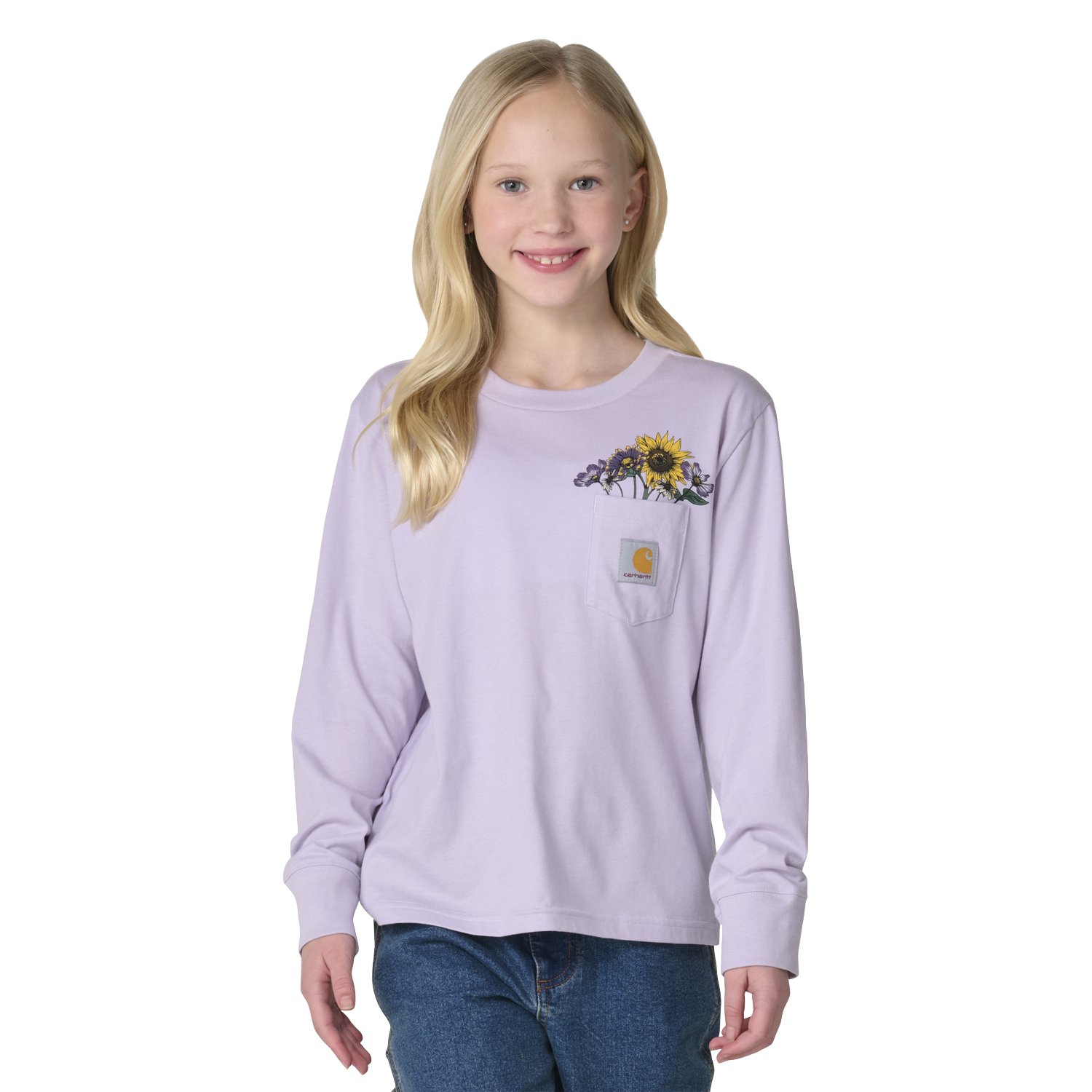 Carhartt Girls’ Long Sleeve Floral Pocket T-Shirt
