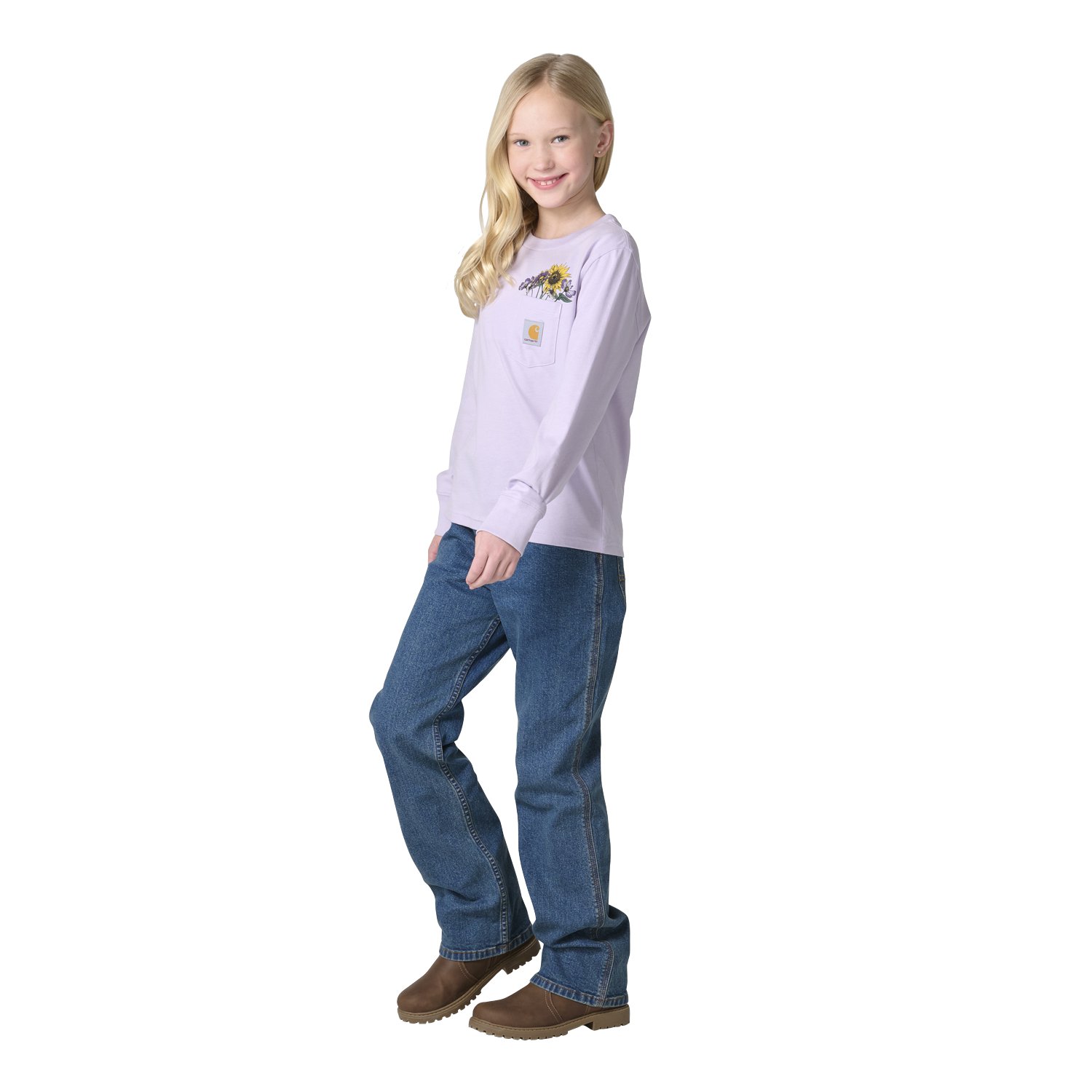 Carhartt Girls’ Long Sleeve Floral Pocket T-Shirt