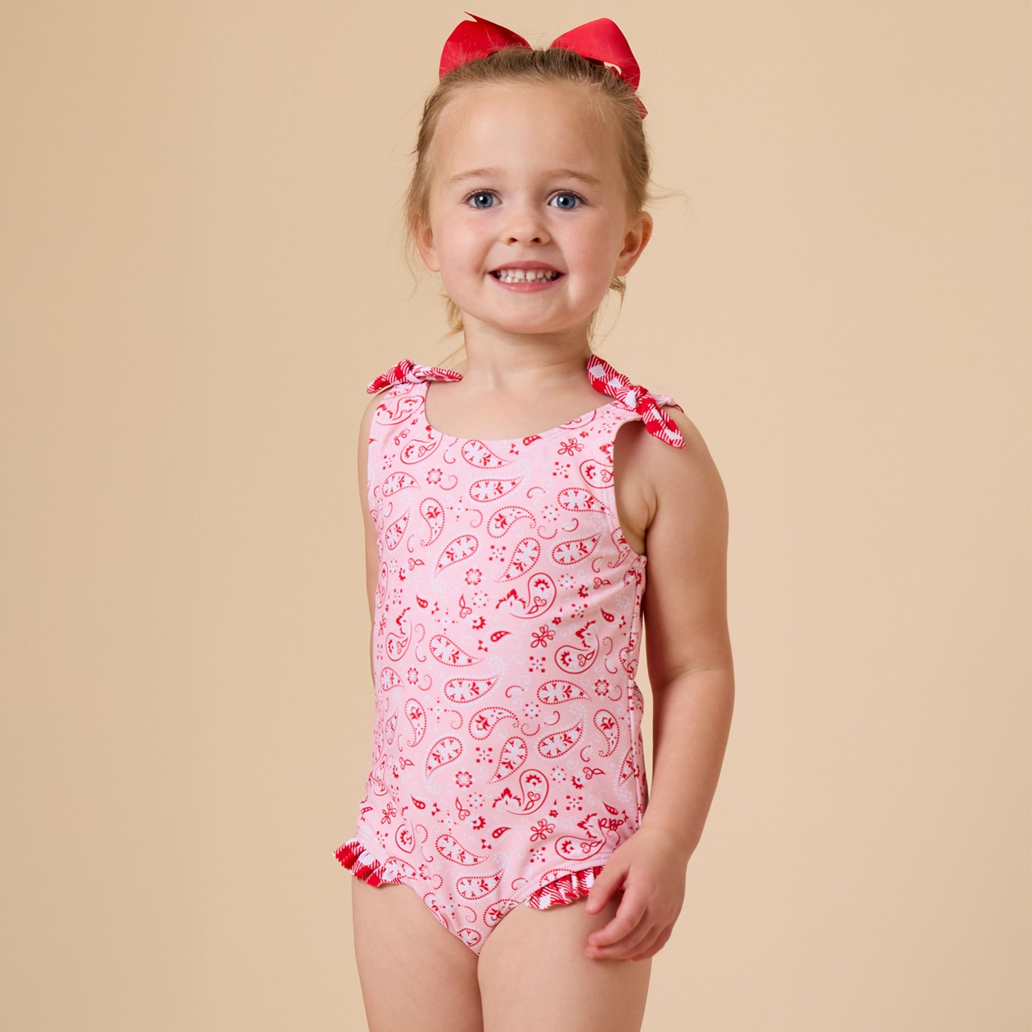 RuffleButts Girls’ Tie Shoulder One Piece Swimsuit