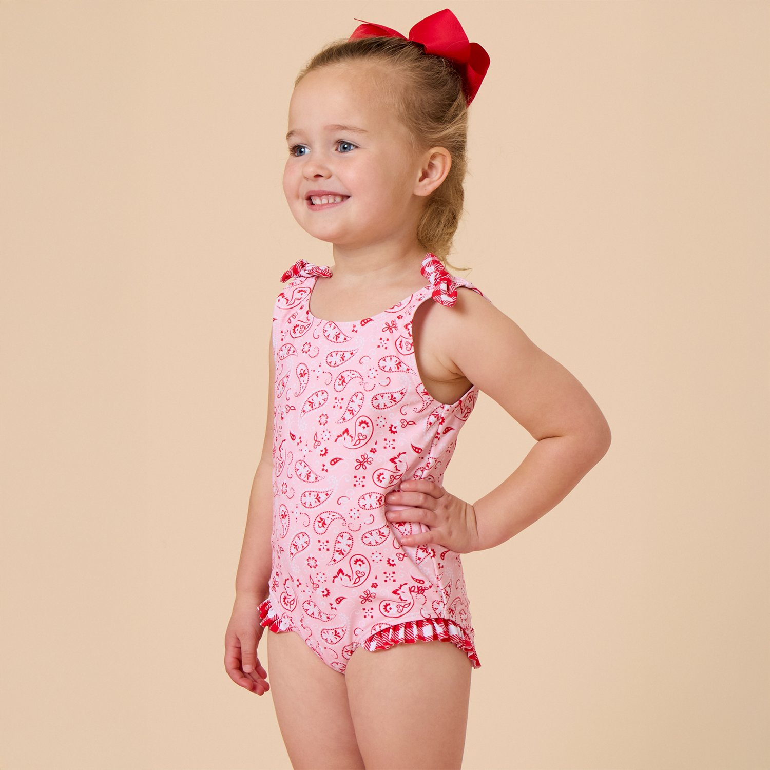 RuffleButts Girls’ Tie Shoulder One Piece Swimsuit