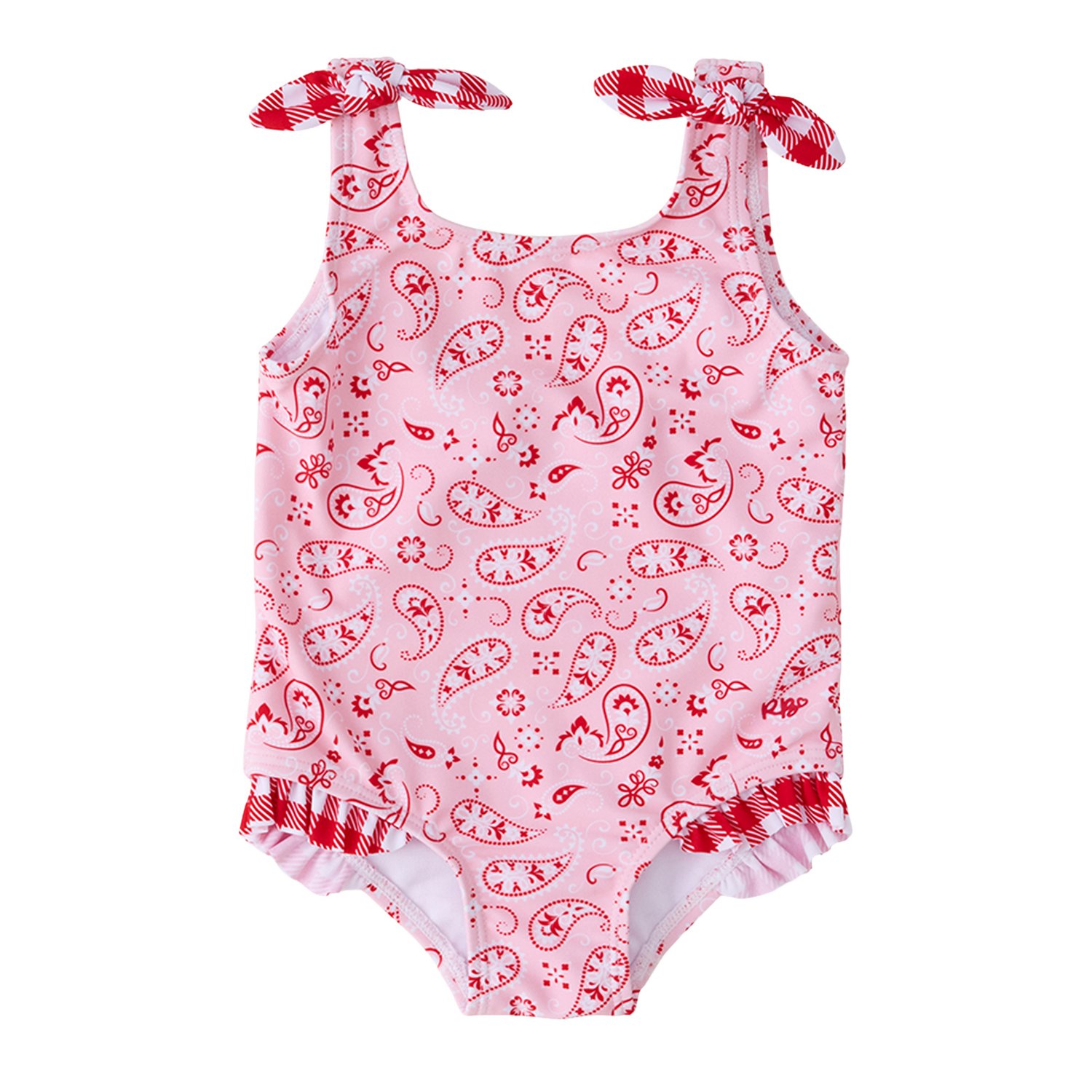 RuffleButts Girls’ Tie Shoulder One Piece Swimsuit