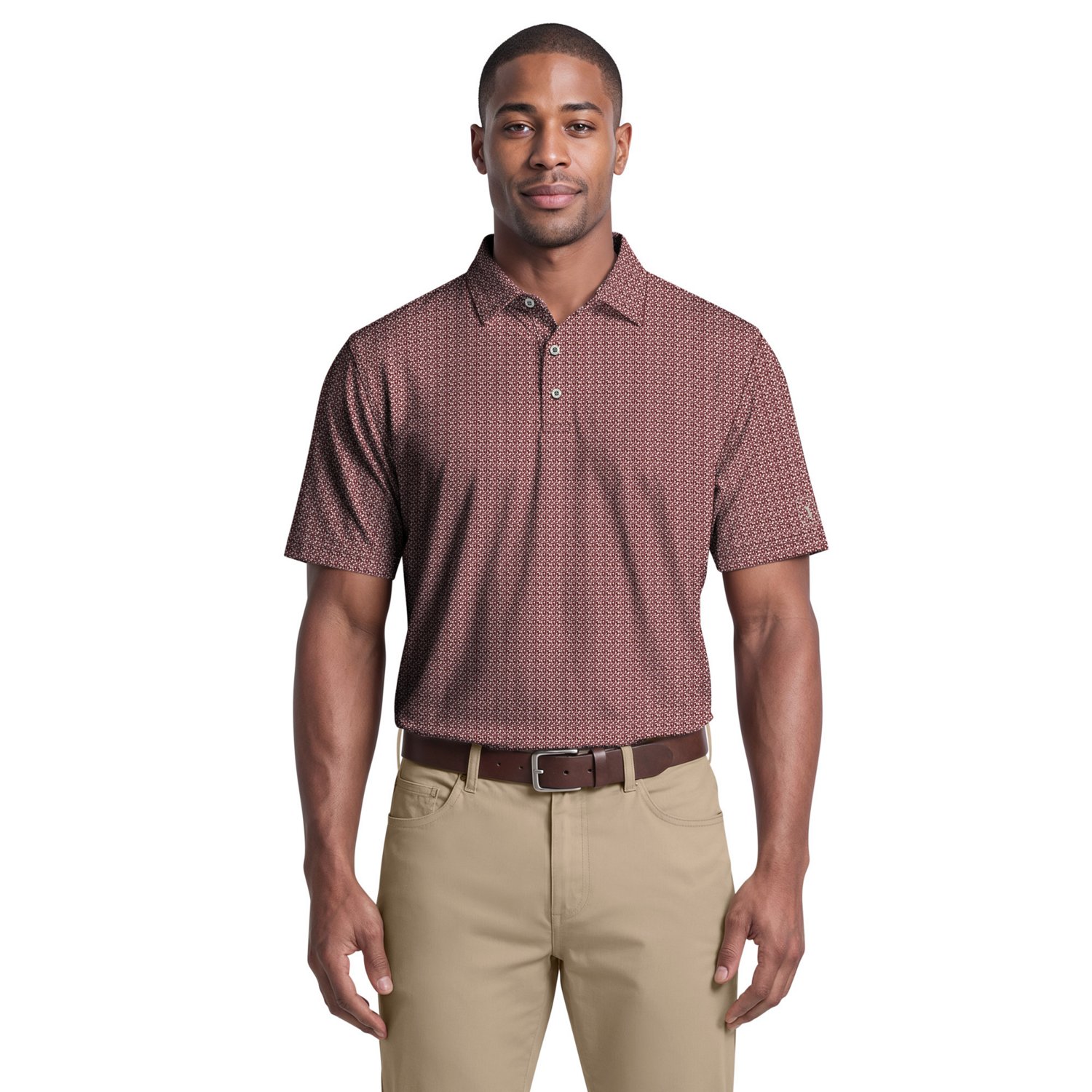 PGA Tour Men's Short Sleeve Golf Flag Geo Essential Printed Polo
