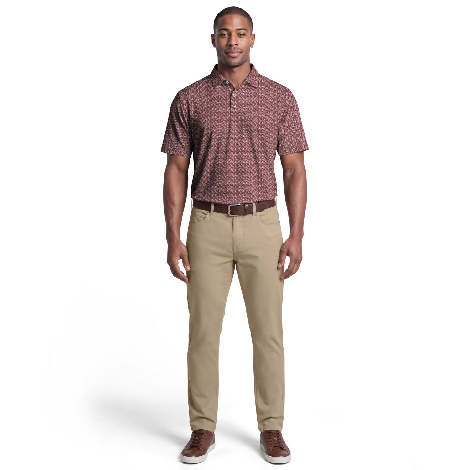 PGA Tour Men's Short Sleeve Golf Flag Geo Essential Printed Polo - view number 4