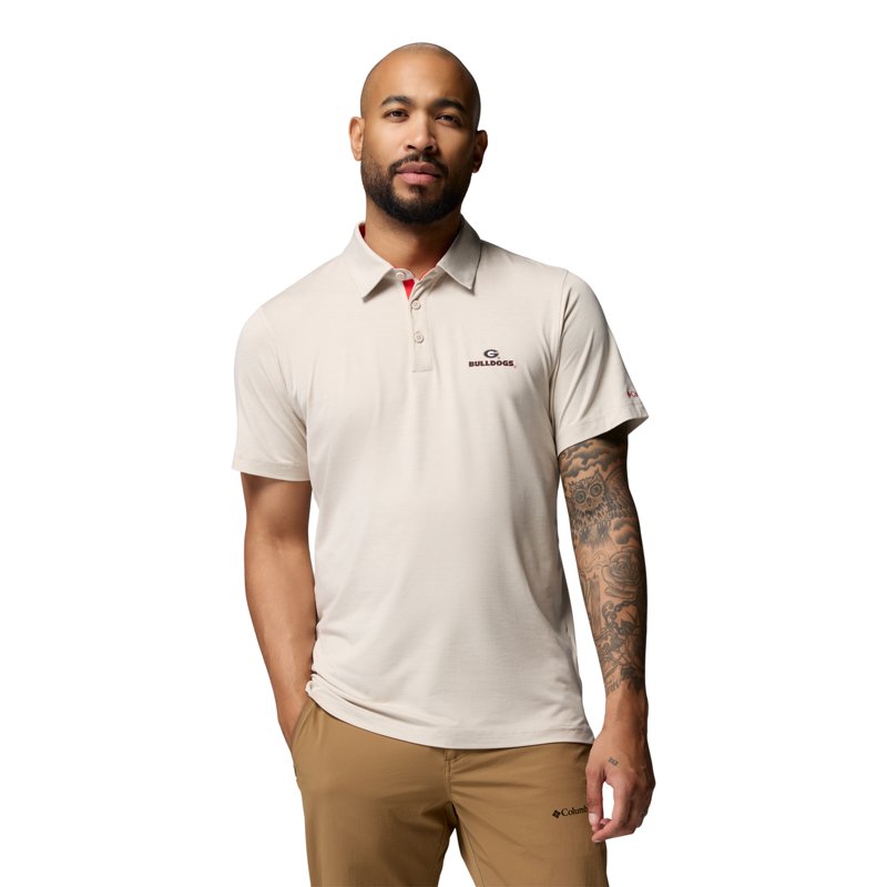 Columbia Men's Georgia Bulldogs Stone Marled Tech Trail Polo, XXL, White