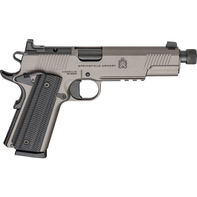 Springfield Armory 1911 Operator .45 ACP 5" Threaded Bbl Gray Handgun w/ AOS Plate, U-Notch Tritium Sights, 2x8rd Mags POT9230TAOS