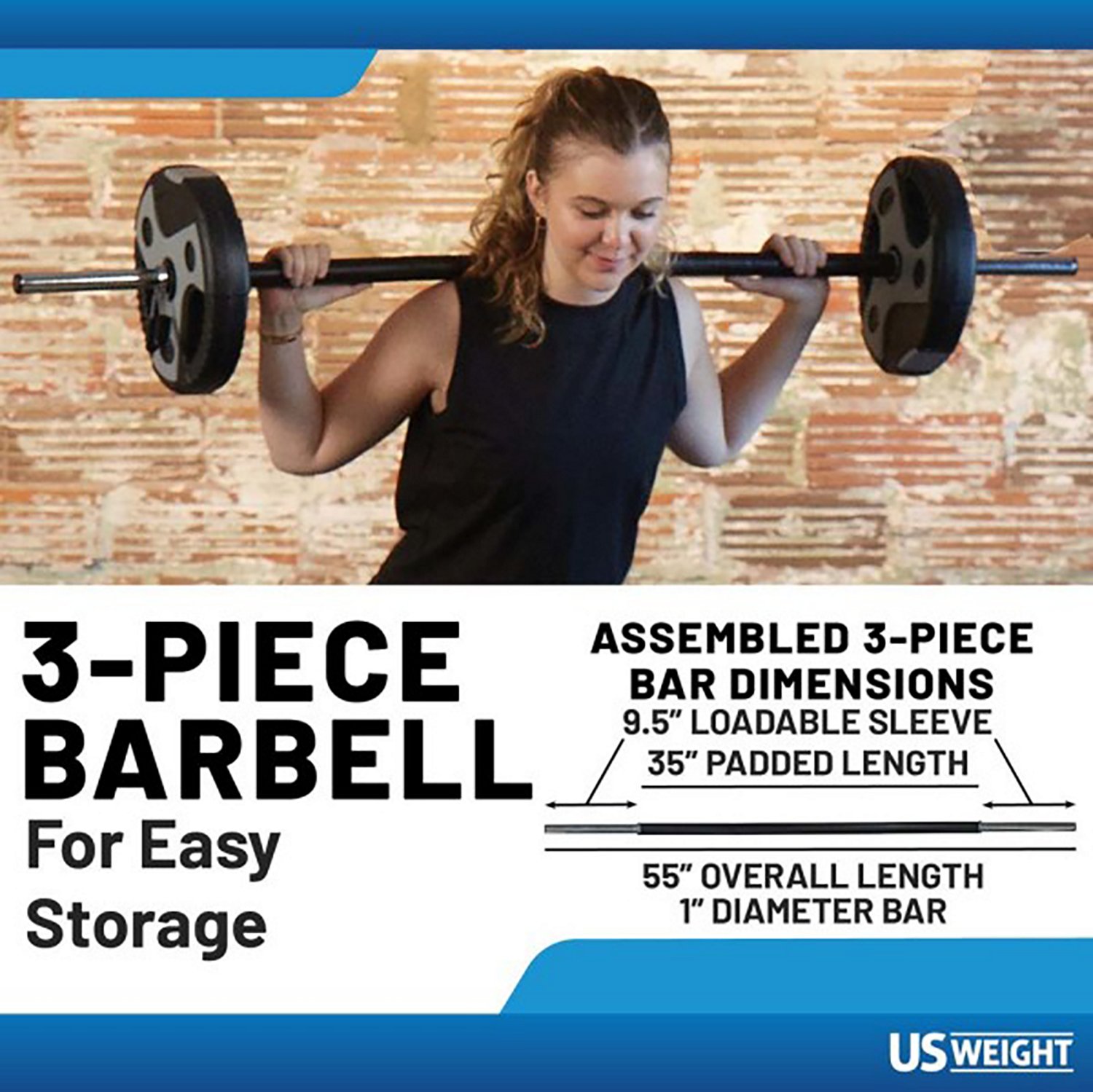 US Weight Adjustable 43 lb Weight Set With 55" Barbell