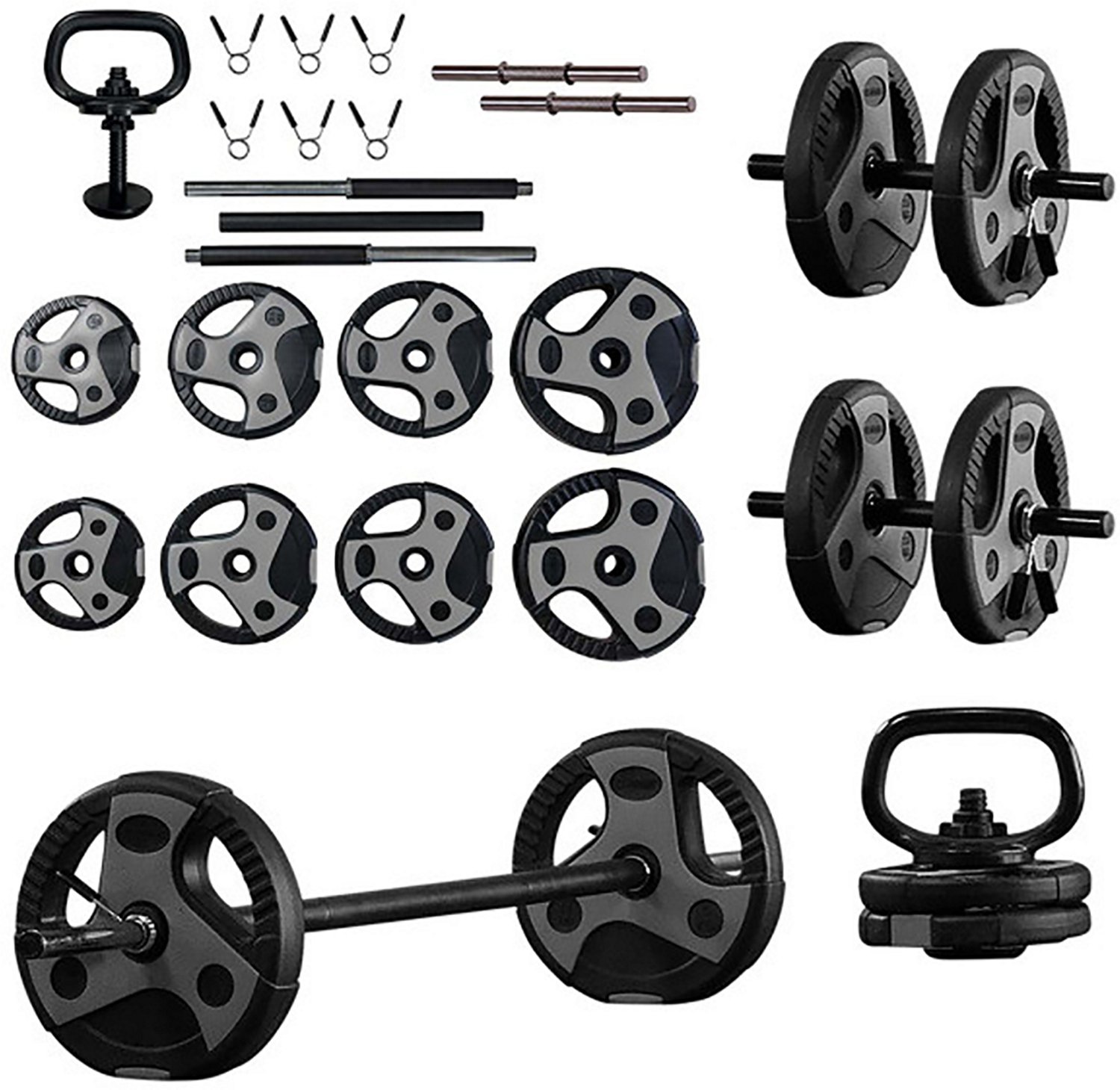 US Weight Adjustable 54 lb Weight Set With 55" Barbell- Grey