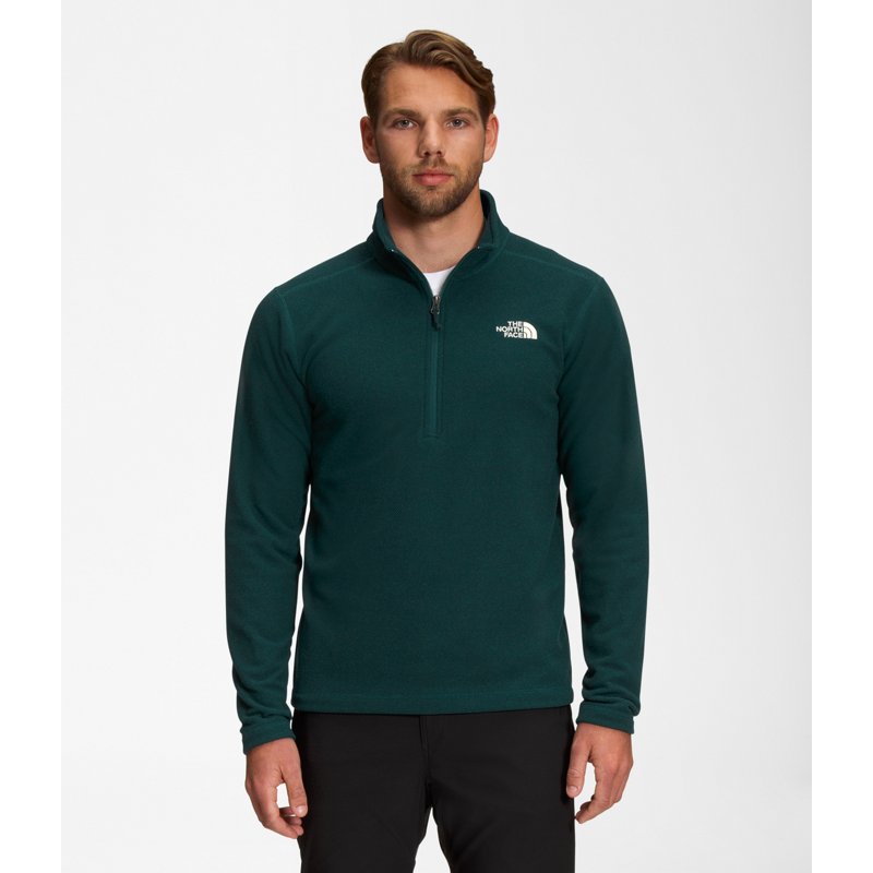 The North Face Textured Cap Rock Quarter-Zip Long-Sleeve Fleece Pullover - New Taupe Green Heather