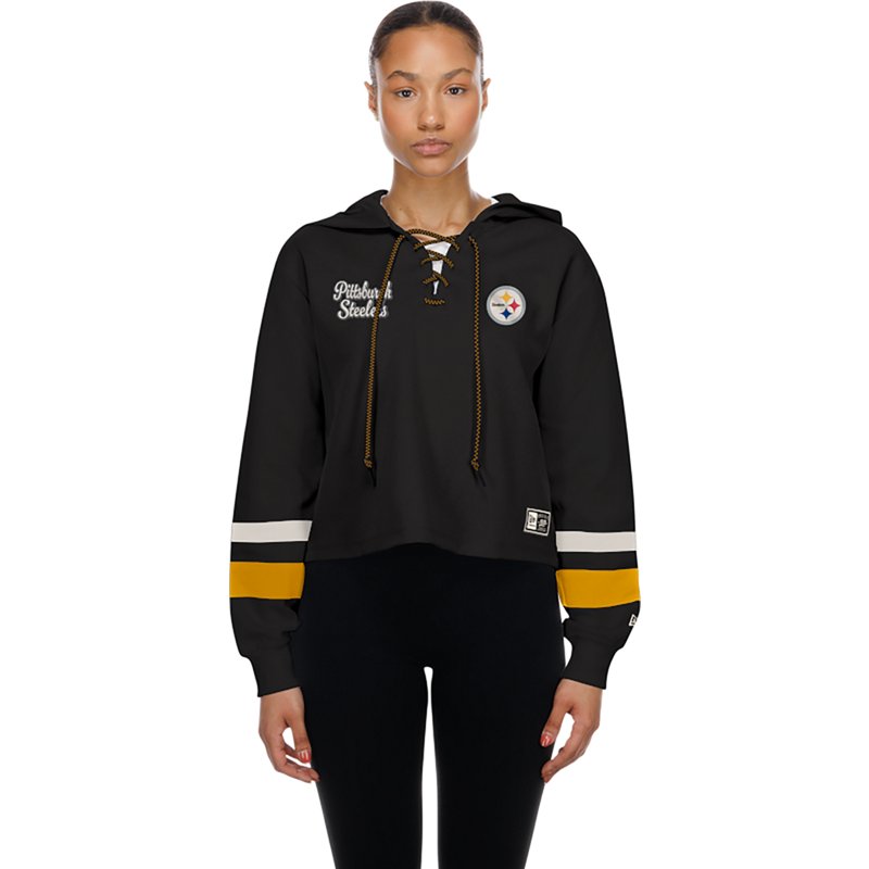 New Era Women's Pittsburgh Steelers Tie Front Hoodie