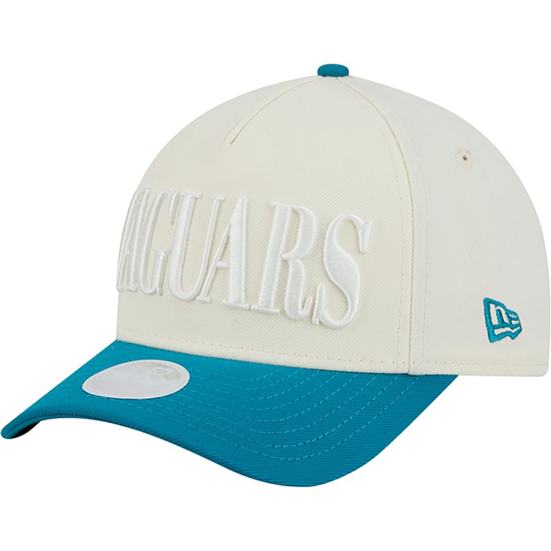 Women's New Era Cream/Teal Jacksonville Jaguars Tonal A-Frame 9FORTY Adjustable Hat