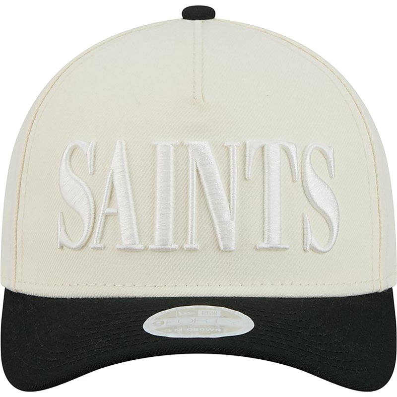 Women's New Era Cream/Black New Orleans Saints Tonal A-Frame 9FORTY Adjustable Hat