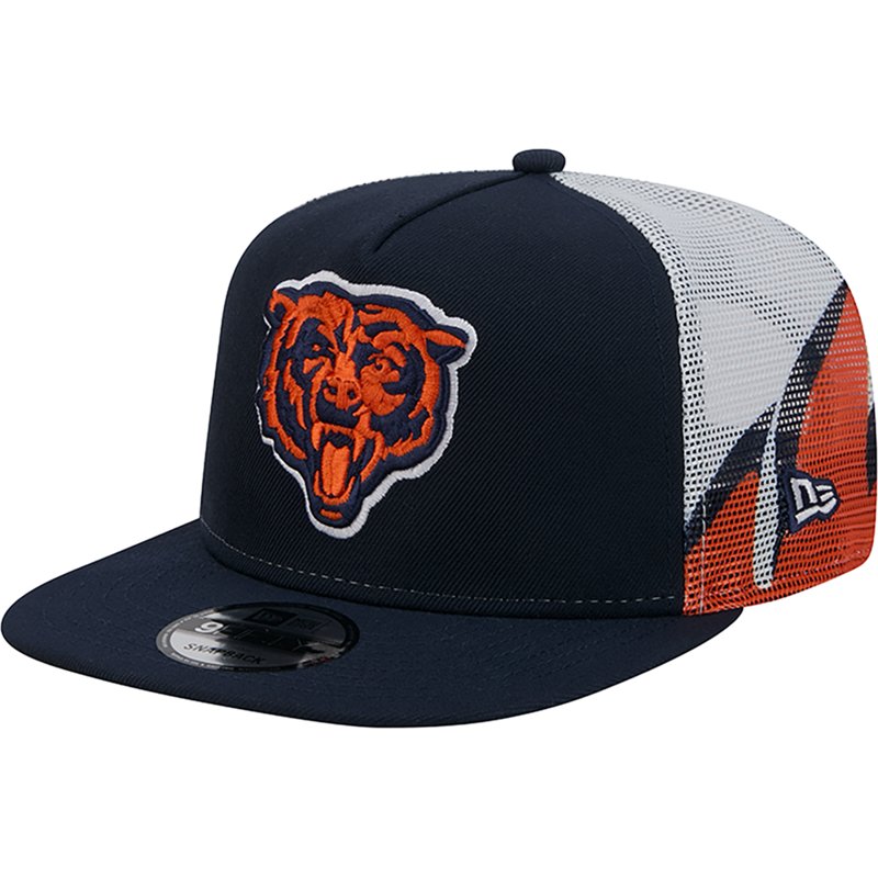 Men's New Era Navy/Orange Chicago Bears Mesh A-Frame 9FIFTY Snapback Trucker Hat