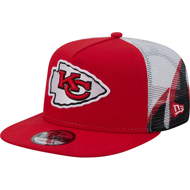 Men's New Era Red/Black Kansas City Chiefs Mesh A-Frame 9FIFTY Snapback Trucker Hat