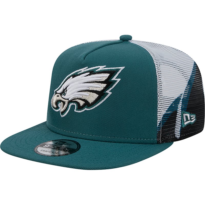 Men's New Era Midnight Green/Black Philadelphia Eagles Mesh A-Frame 9FIFTY Snapback Trucker Hat