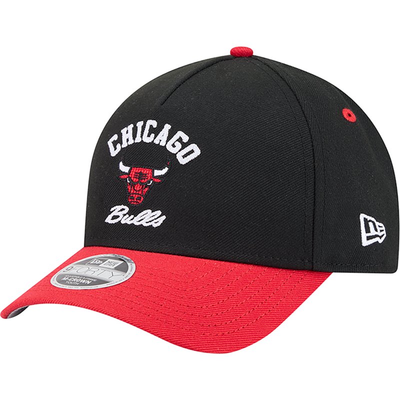 Youth New Era Black/Red Chicago Bulls Arch 9FORTY A-Frame M-Crown Adjustable Hat