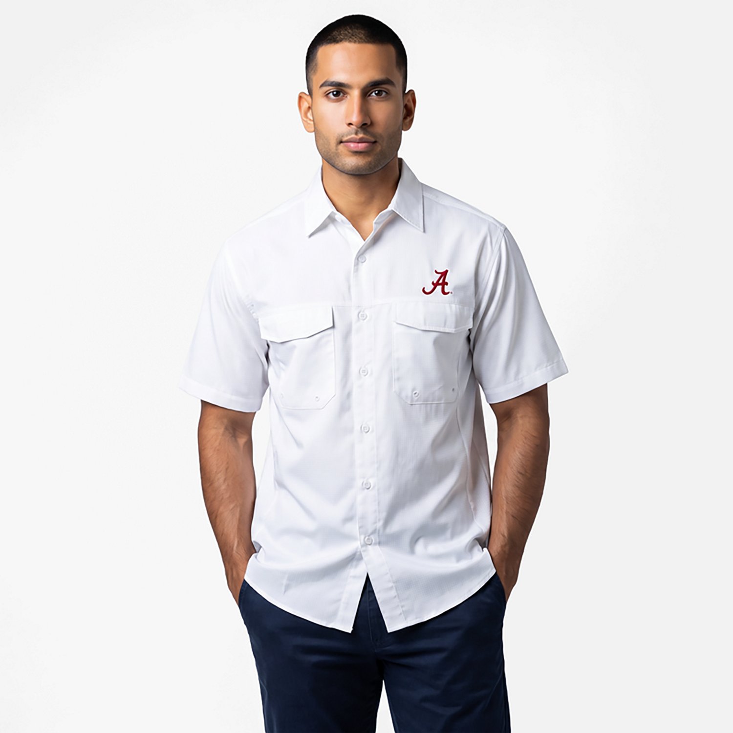 Antigua Men's University of Alabama Game Day Woven Fishing Shirt