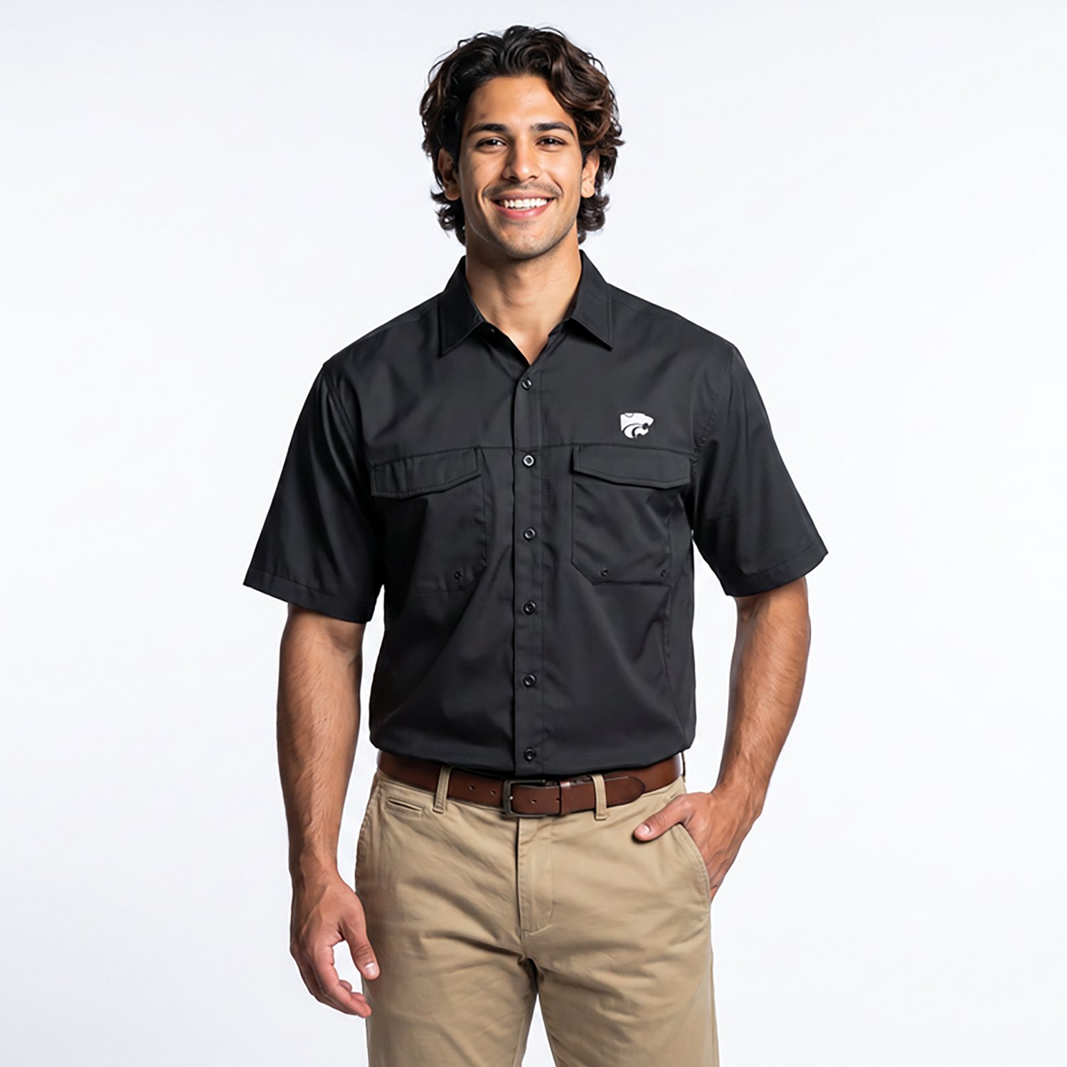 Antigua Men's Kansas State University Game Day Woven Fishing Shirt