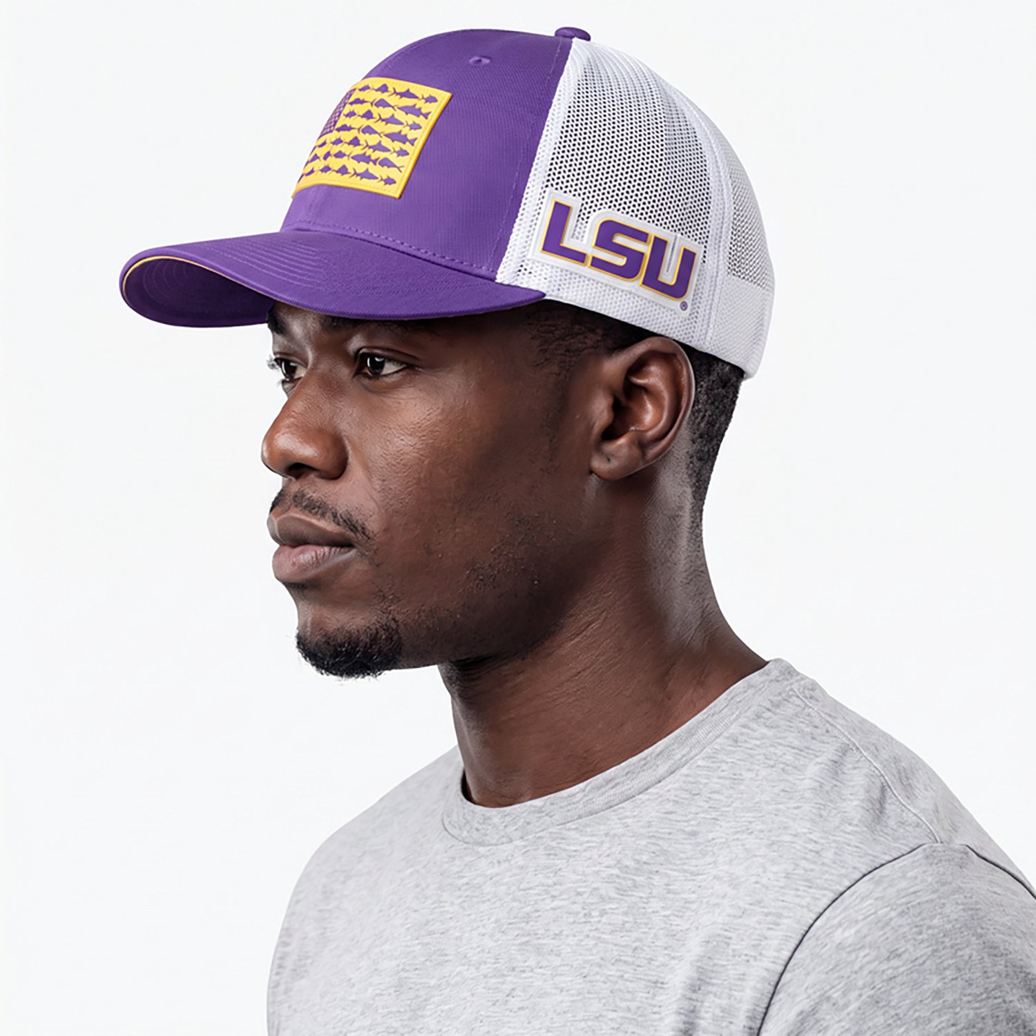 Columbia Sportswear Men's Louisiana State University Mesh Fish Flag Ball Cap
