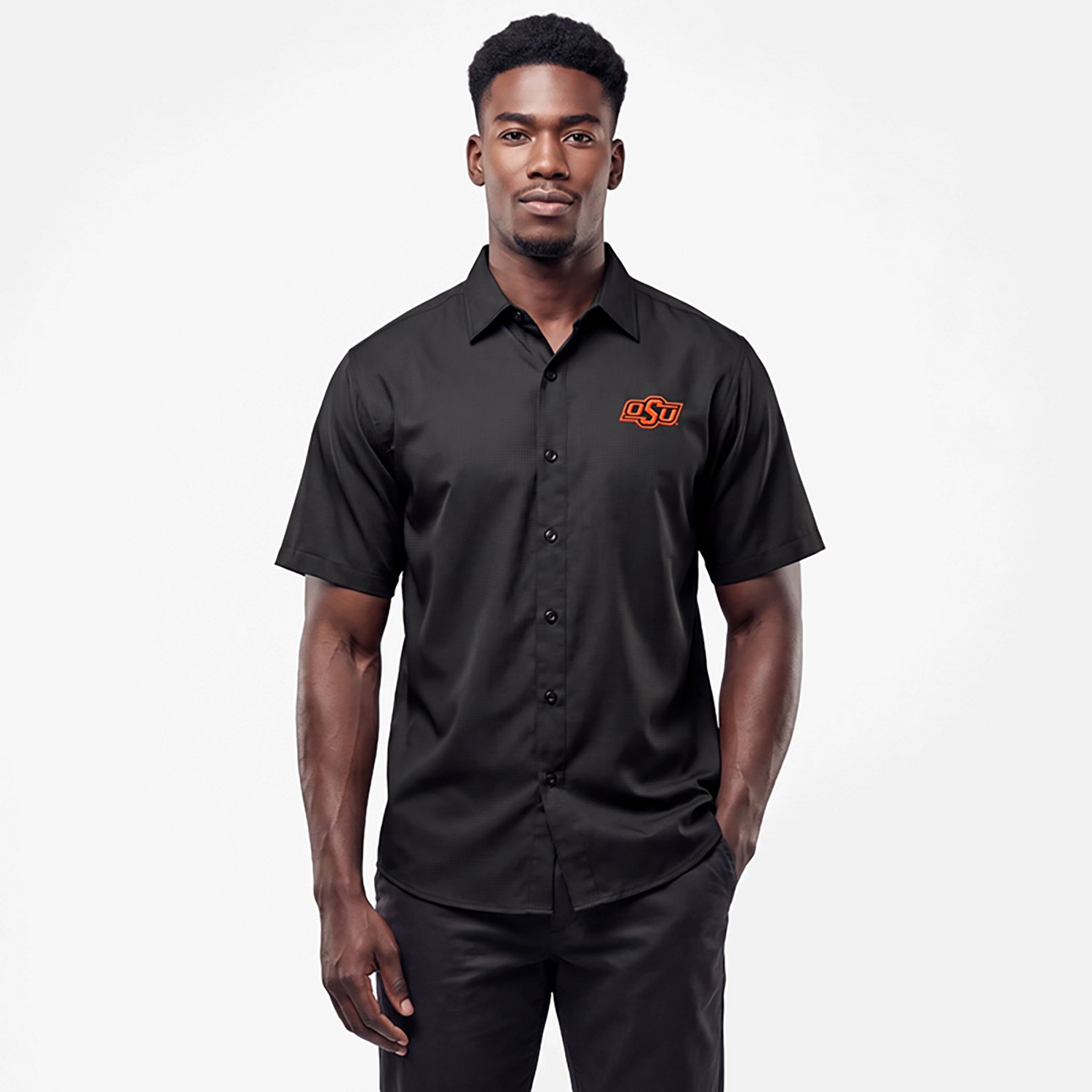 Antigua Men’s Oklahoma State University Game Day Woven Fishing Shirt - view number 2
