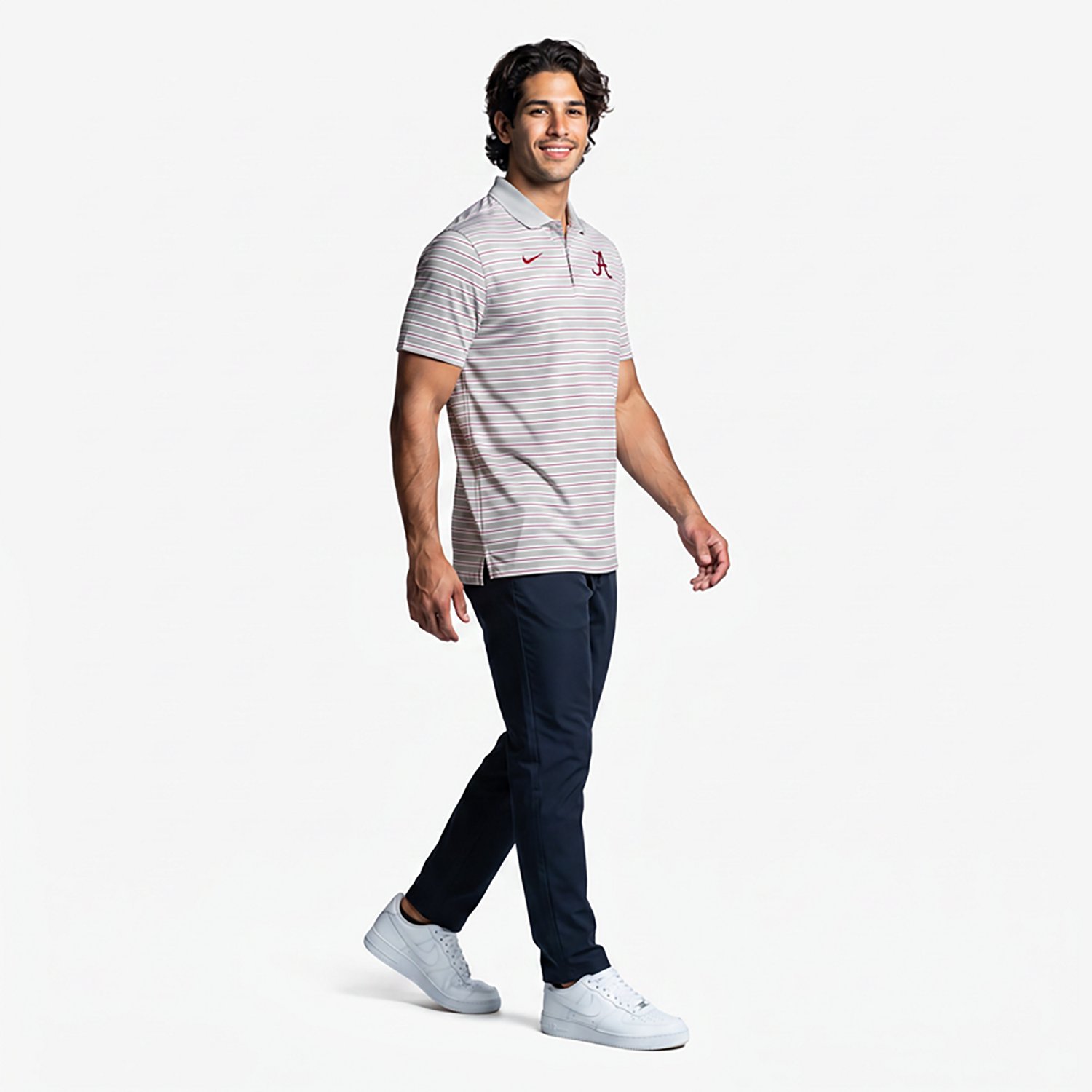 Nike White Alabama Crimson Tide Primetime Victory Striped Performance Polo