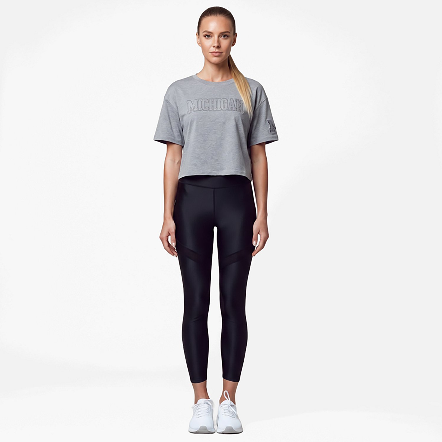 Pro Standard Michigan Wolverines Tonal Neutral Boxy Cropped T-Shirt