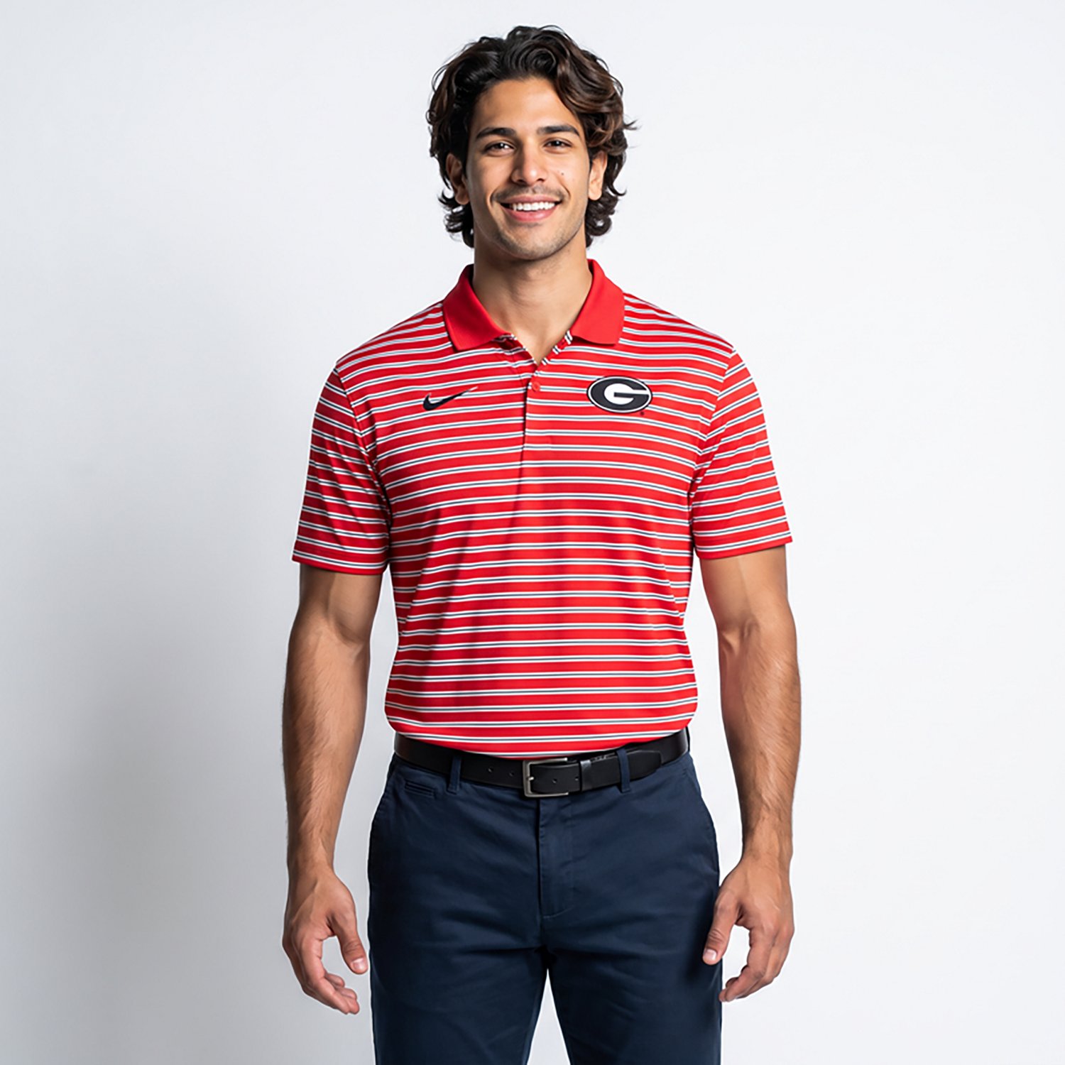 Nike /White Georgia Bulldogs Primetime Victory Striped Performance Polo