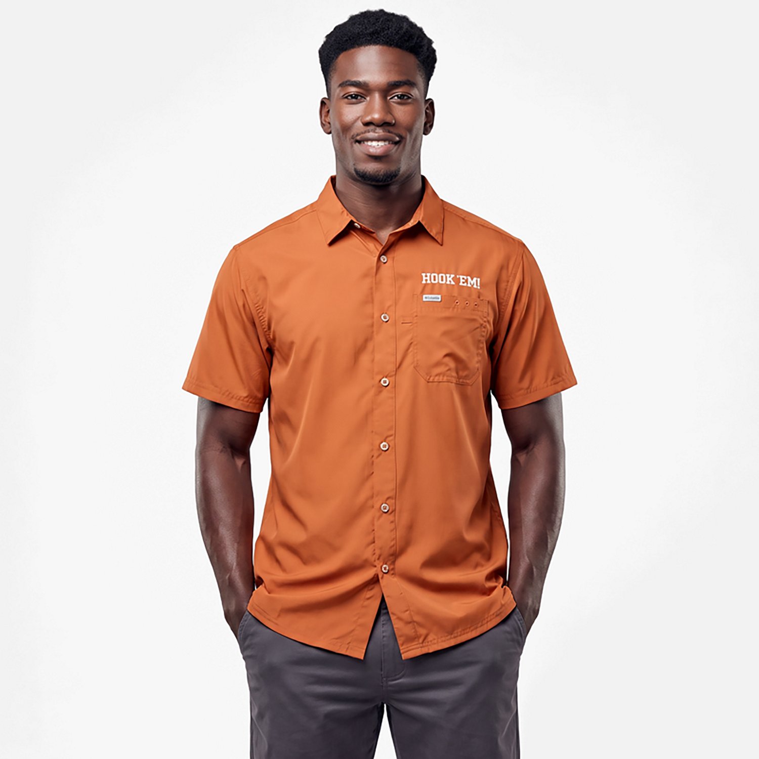 Columbia Sportswear Men's University of Texas Longhorns Logo Tide Short Sleeve Camp Shirt