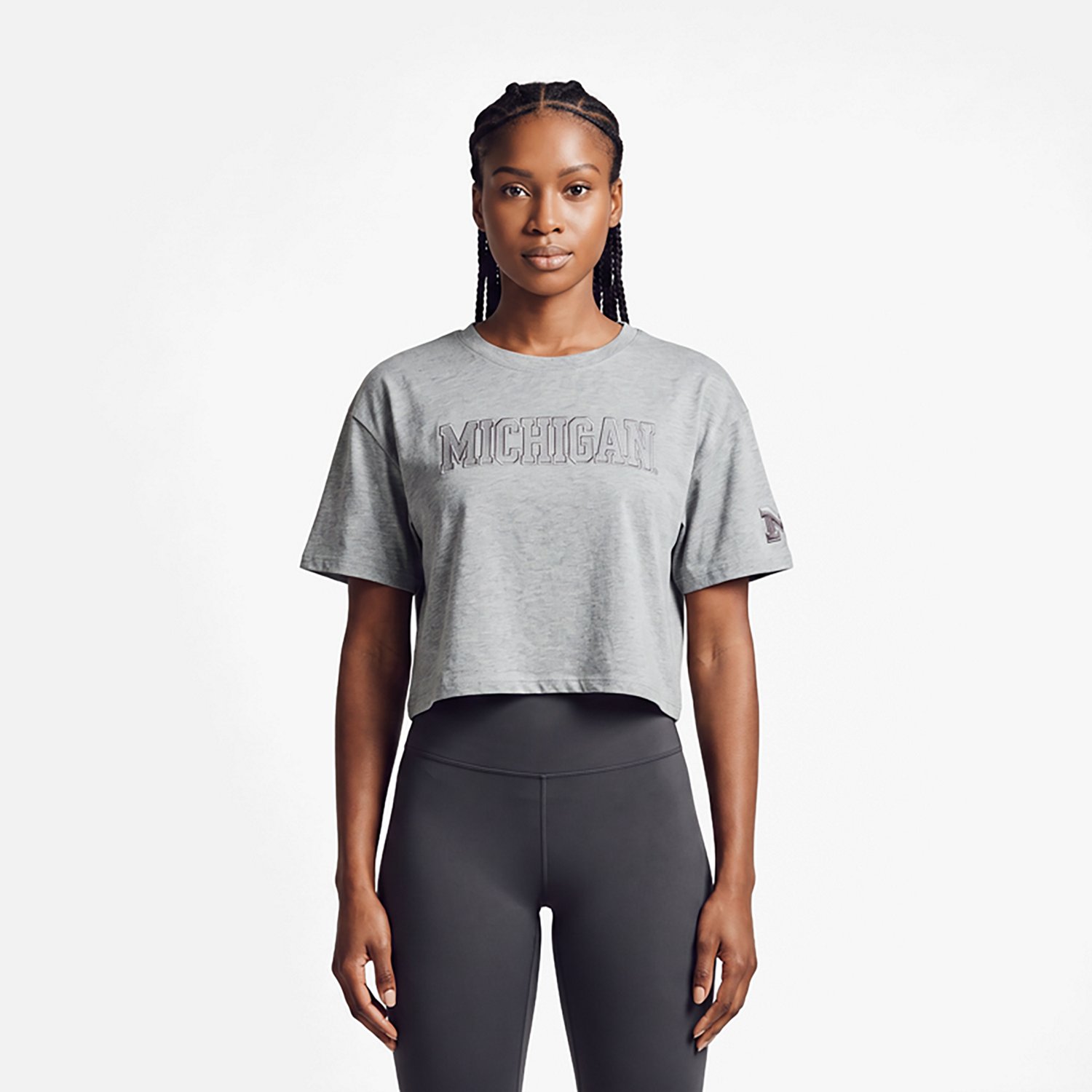 Pro Standard Michigan Wolverines Tonal Neutral Boxy Cropped T-Shirt - view number 2