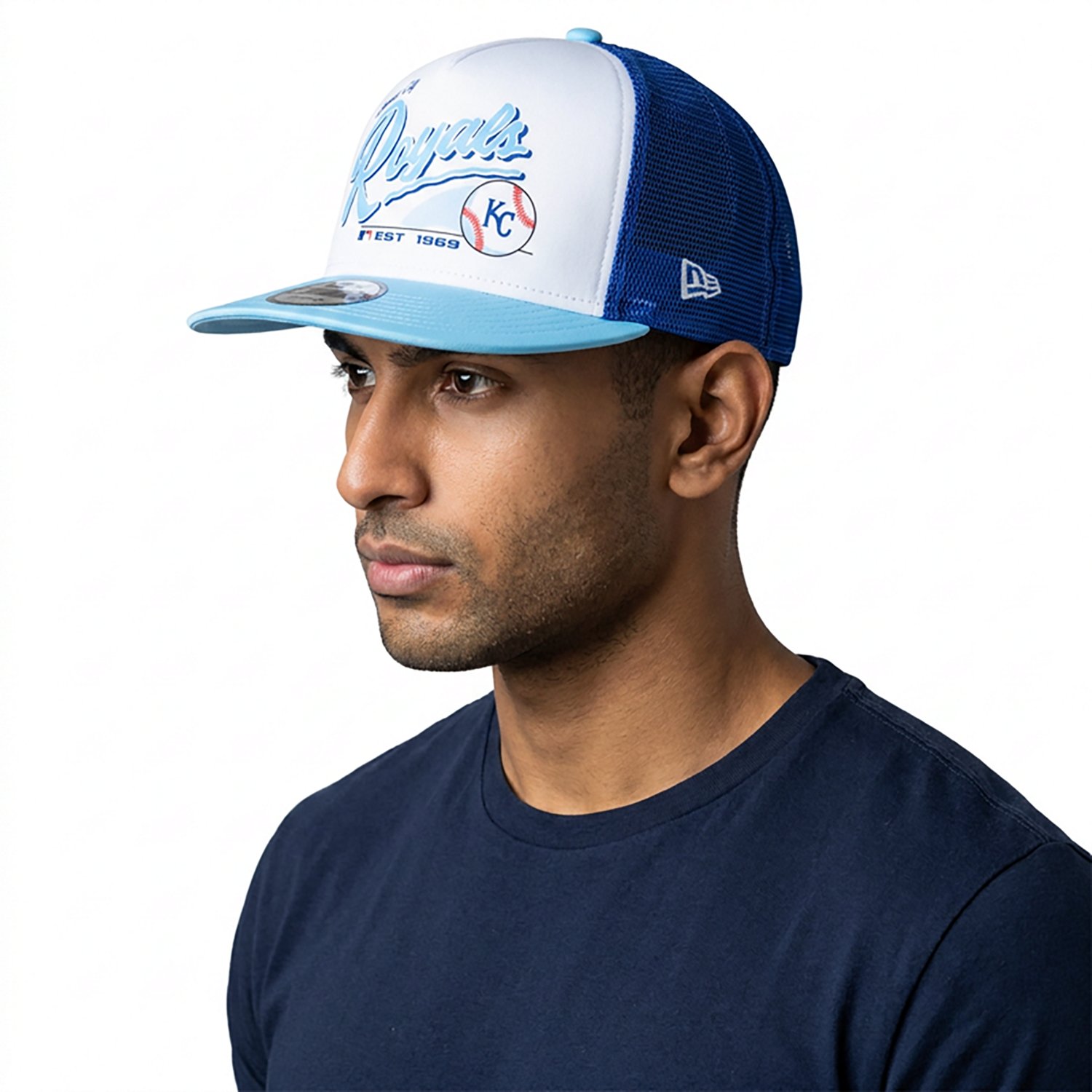 New Era Adults' Kansas City Royals Retro Script 9FIFTY A-Frame Trucker Cap