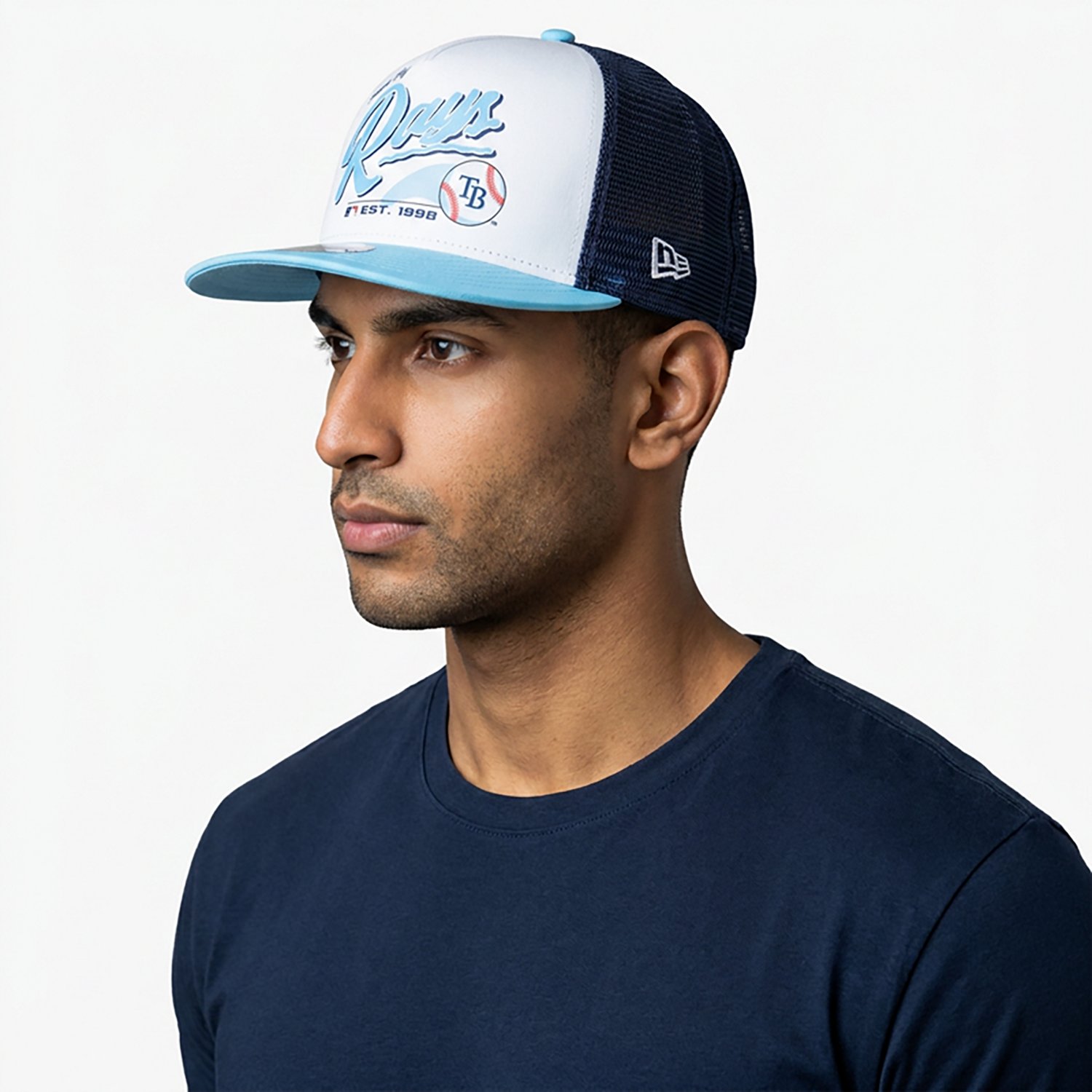 New Era Adults' Tampa Bay Rays Retro Script 9FIFTY A-Frame Trucker Cap - view number 2