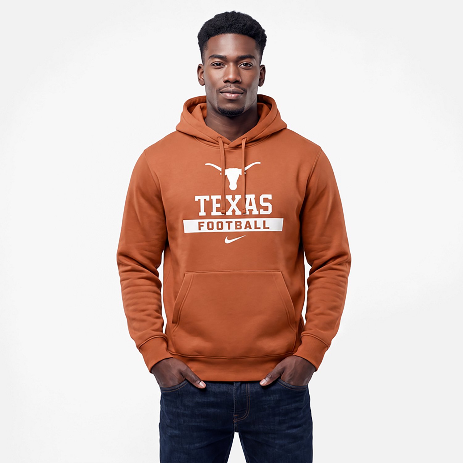 Nike Texas Longhorns Football Stack Club Fleece Pullover Hoodie