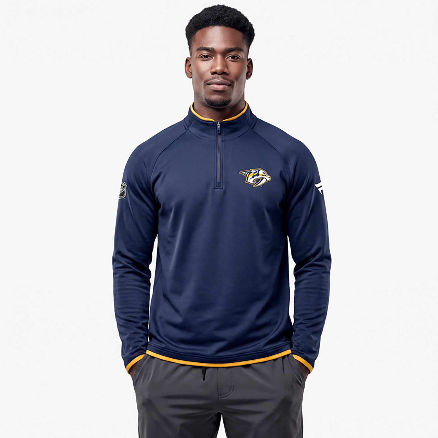Fanatics Men's Predators Authentic Pro Rink Fleece Long Sleeve 1/4 Zip