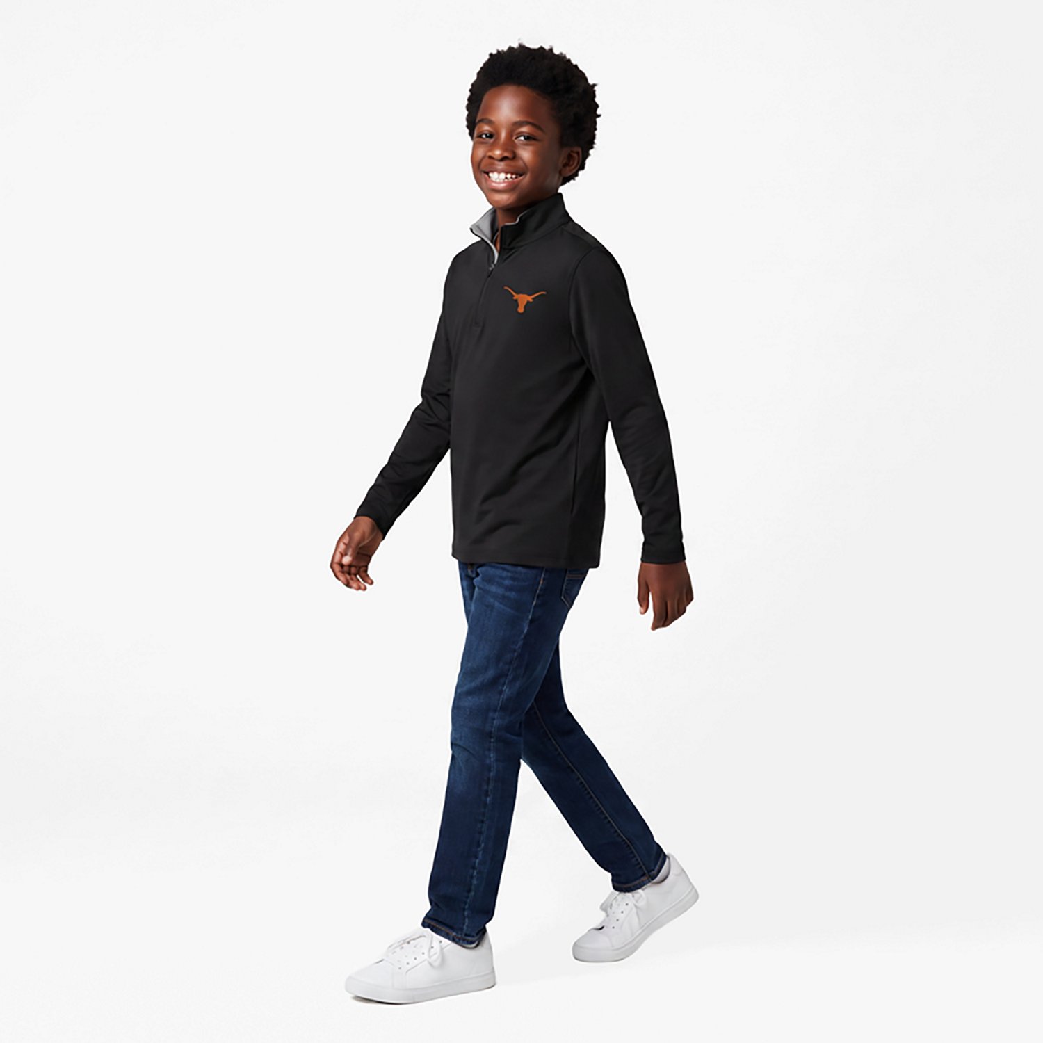 Antigua Gray Texas Longhorns Content Quarter-Zip Pullover Top