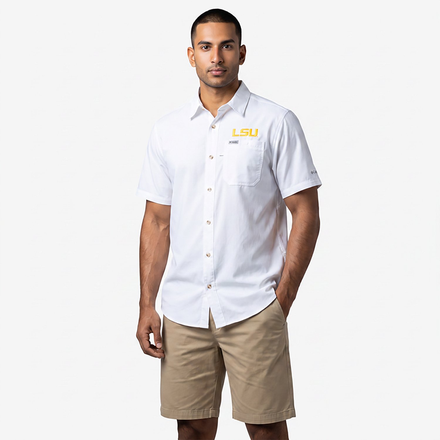 Columbia Sportswear Men's Louisiana State University CLG Slack Tide Camp Button-Up Shirt