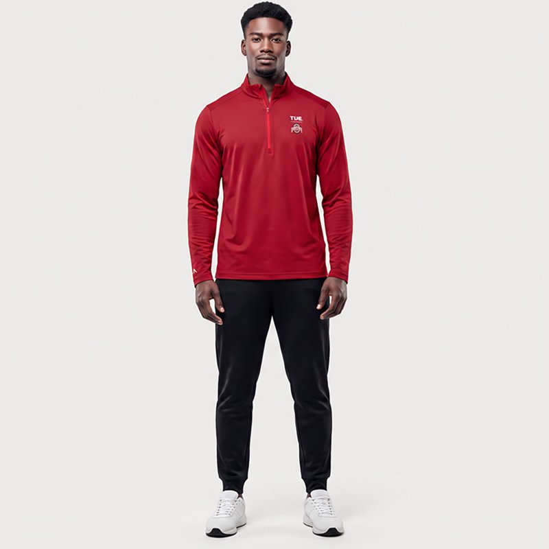 Antigua Men's Scarlet Ohio State Buckeyes The Tribute Quarter-Zip Pullover Top - Scarlet