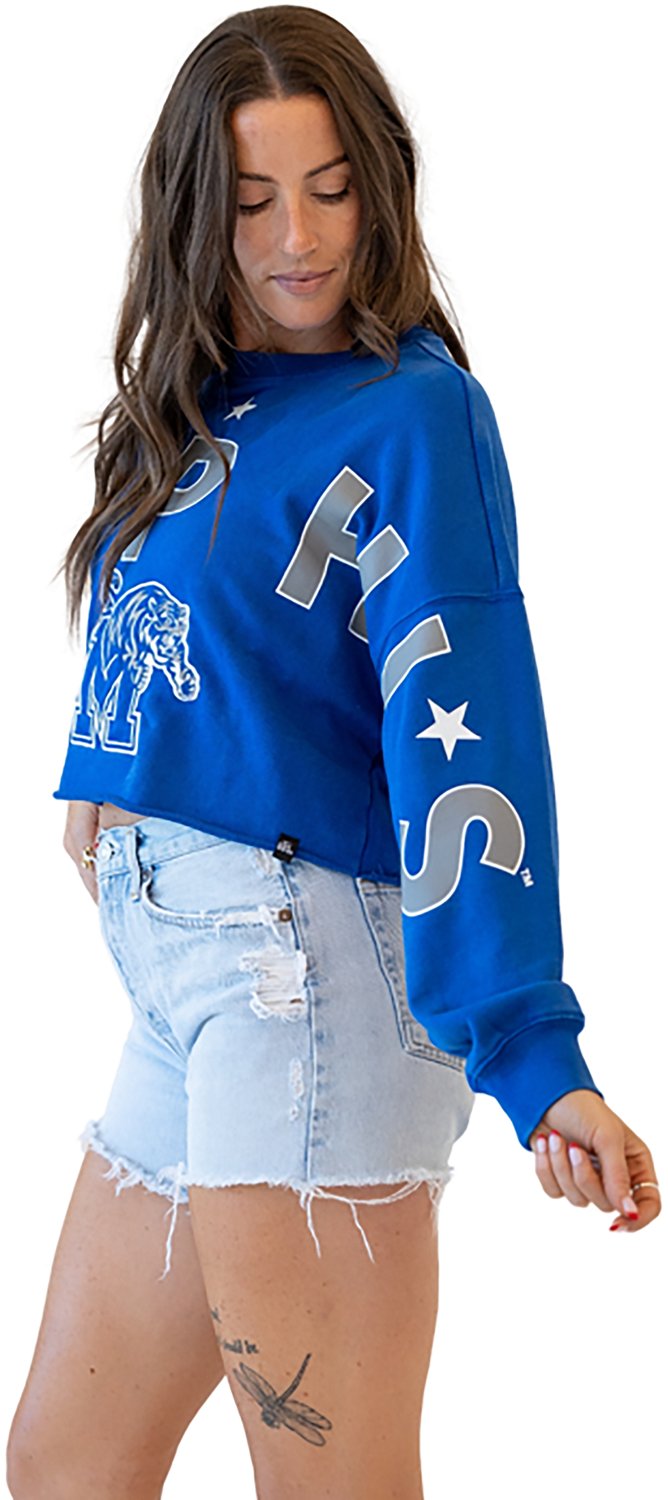 Gameday Social Women's University of Memphis Patched Up Cropped Long Sleeve Crew - view number 2