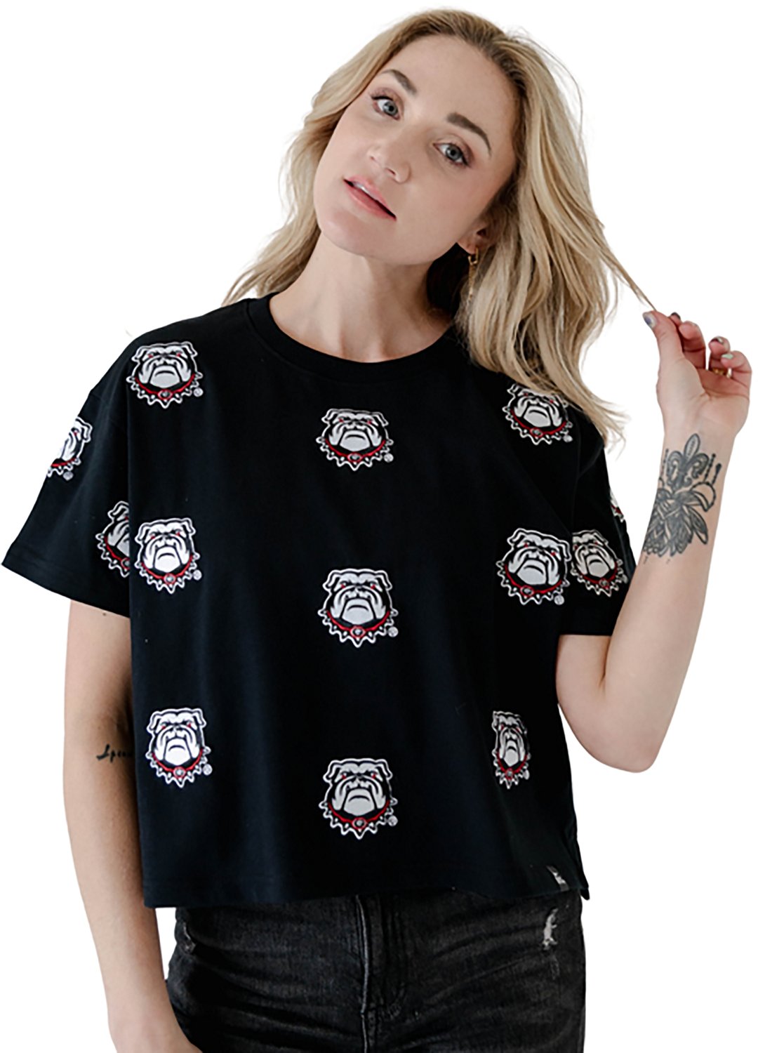Gameday Social Women's University of Georgia Ritter Repeat Crop Graphic T-shirt