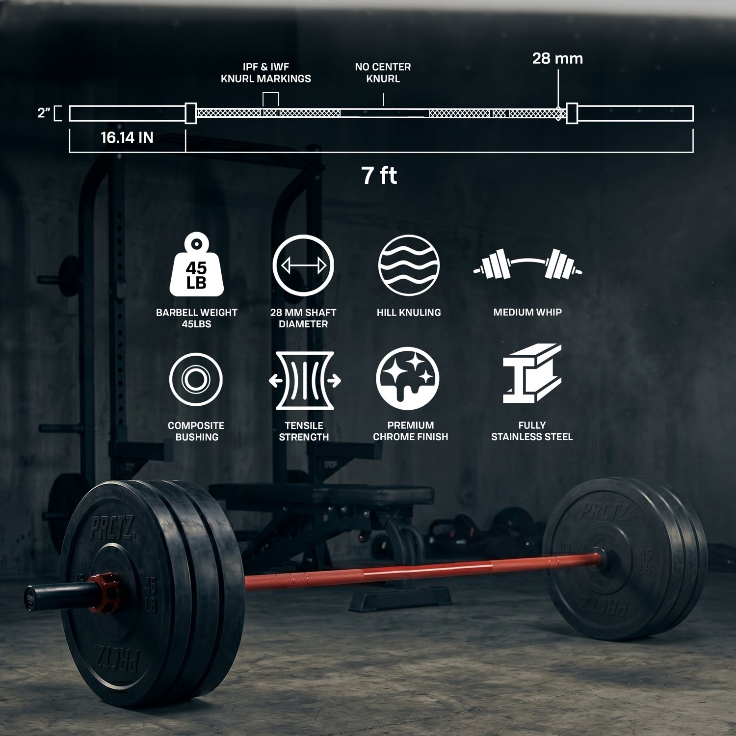PRCTZ 7ft All-purpose Olympic Barbell - view number 3