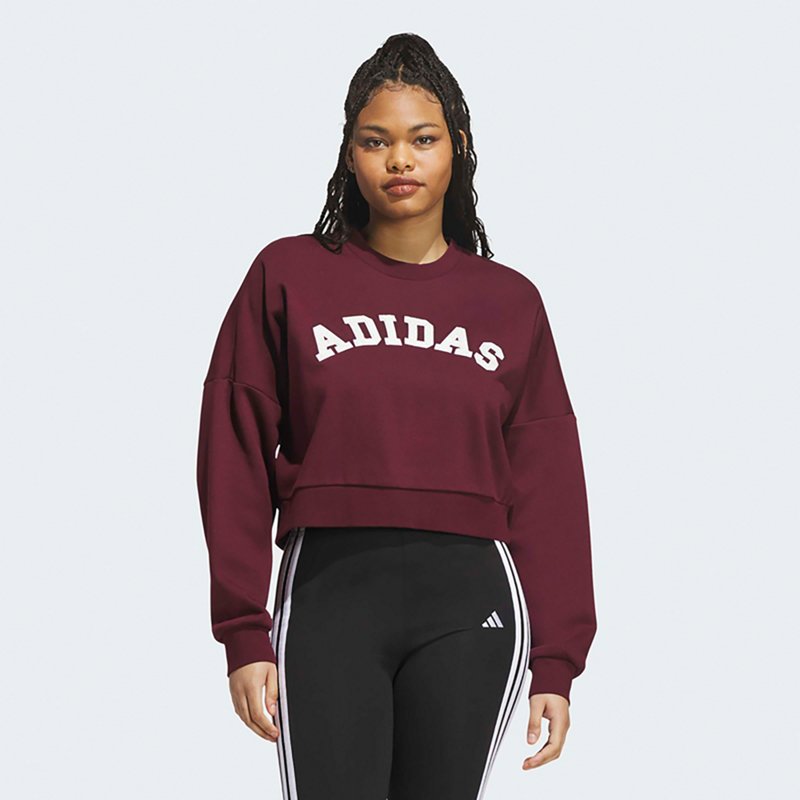 adidas Womens Crew Neck Long Sleeve Sweatshirt, Medium, Red